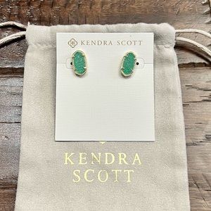 Kendra Scott Ellie Gold Stud Earrings In Teal Drusy